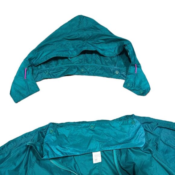 Fabletics Natalia Woven Jacket Dark Jade/Fiesta XS - Picture 12 of 12